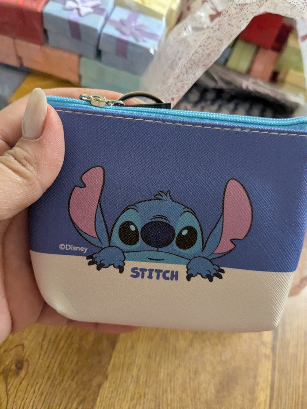 Blue Heart Zip Wallet - Women's Compact Card Case - Picture 2 of 2